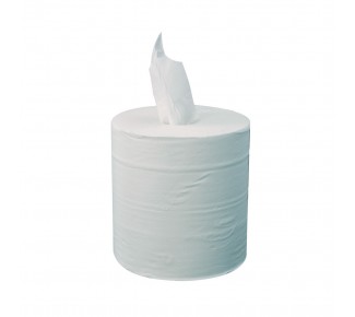 Recycled Centrefeed White Roll 1ply (300m roll x 6)