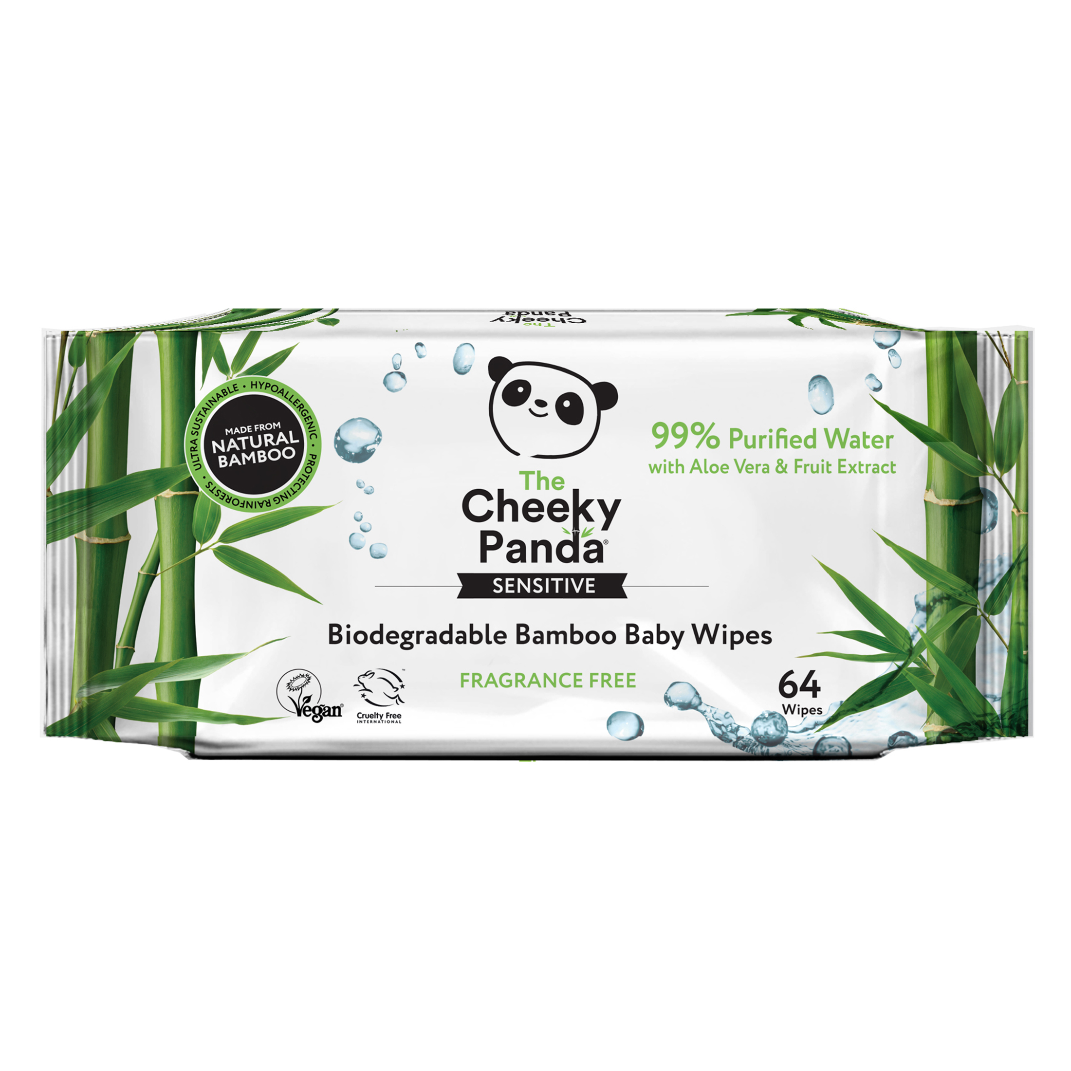 Cheeky Panda Bamboo Baby Wipes 64s x 12