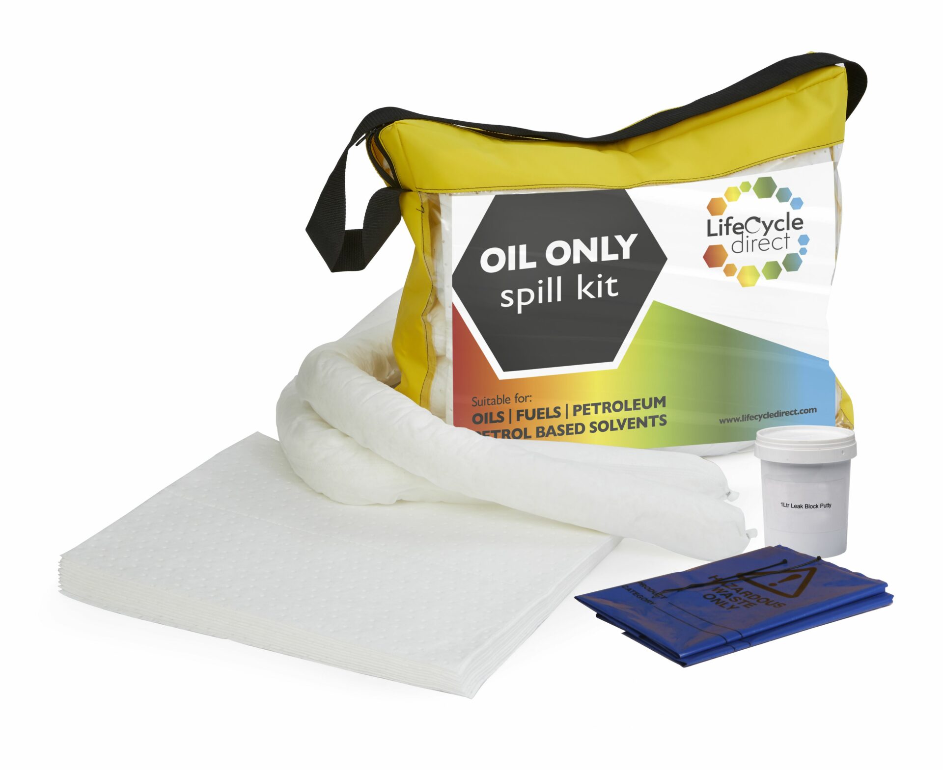 50L Oil & Fuel Absorbent Spill Kit Small Holdall Bag with Putty