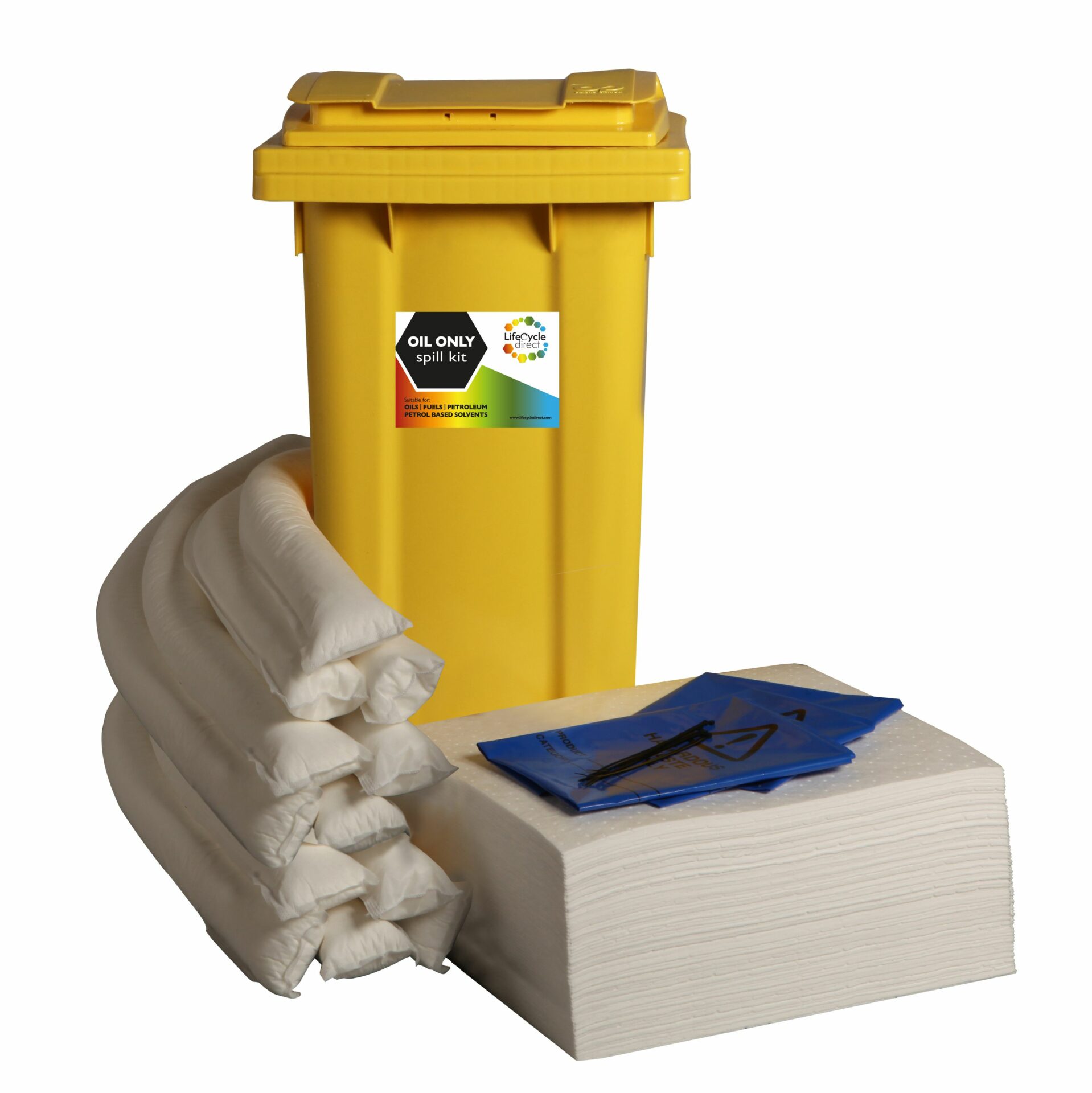 240 Litre Oil & Fuel Absorbent Spill Kit Wheeled Bin