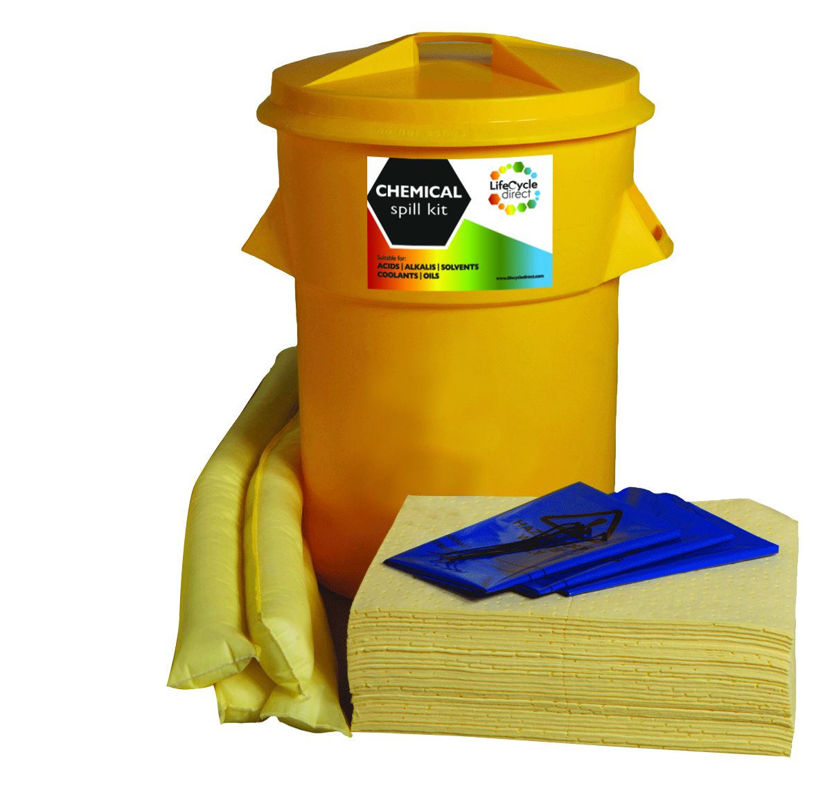 80 Litre Chemical Absorbent Spill Kit in Sturdy Bin