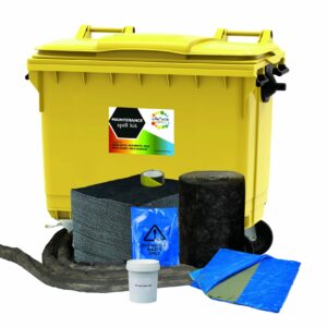600 Litre General Maintenance Absorbent Spill Kit 4 Wheeled Bin with Drain Cover & Putty