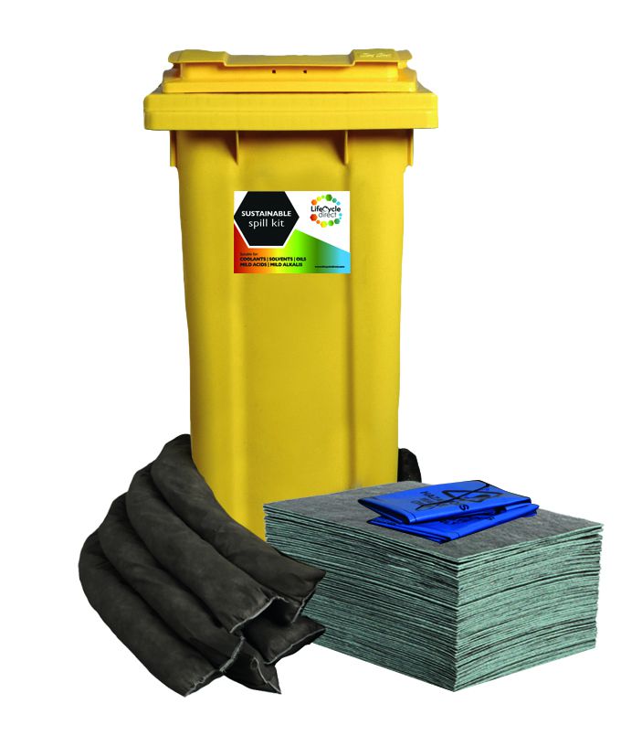 120 Litre AA Sustainable Maintenance Absorbent Spill Kit Wheeled Bin