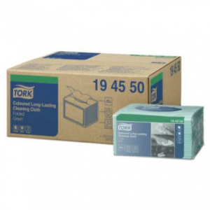 Bulk Buy Tork Durable cleaning Cloths 10 cases of 8 Packs of 40 Wipes - Green